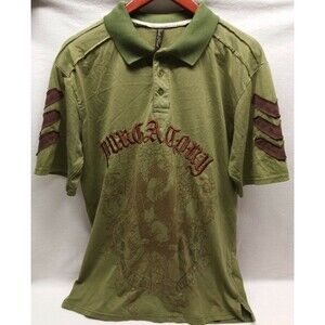 Black Rock Mens Shirt 1/4 button Sz Large Purgatory Logo Embroidered & Studded